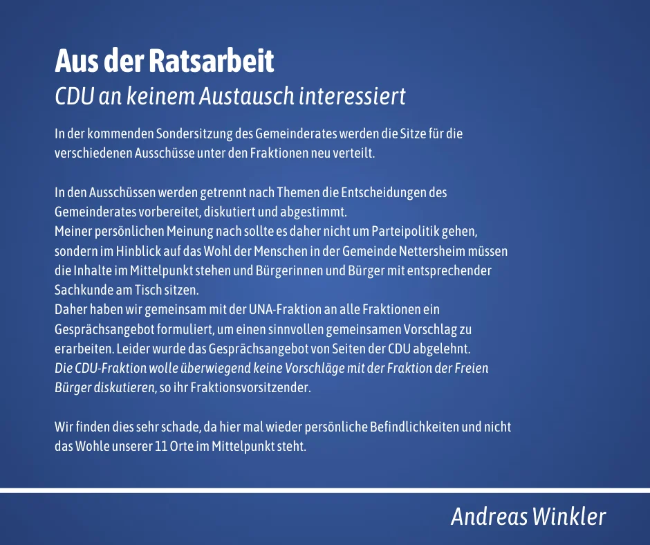 Aus der Ratsarbeit