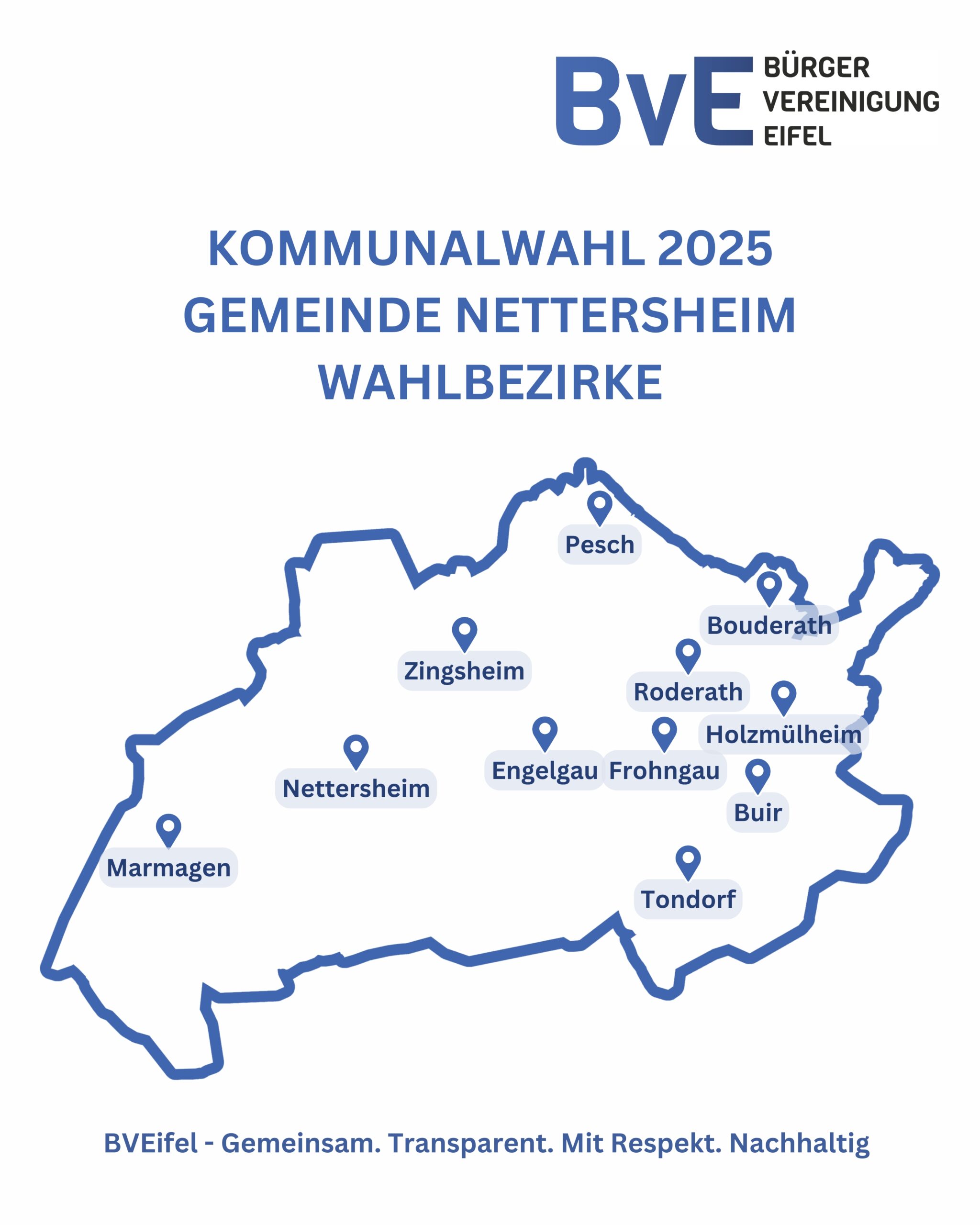 Kommunalwahl 2025 – Wahlbezirke in der Gemeinde Nettersheim 