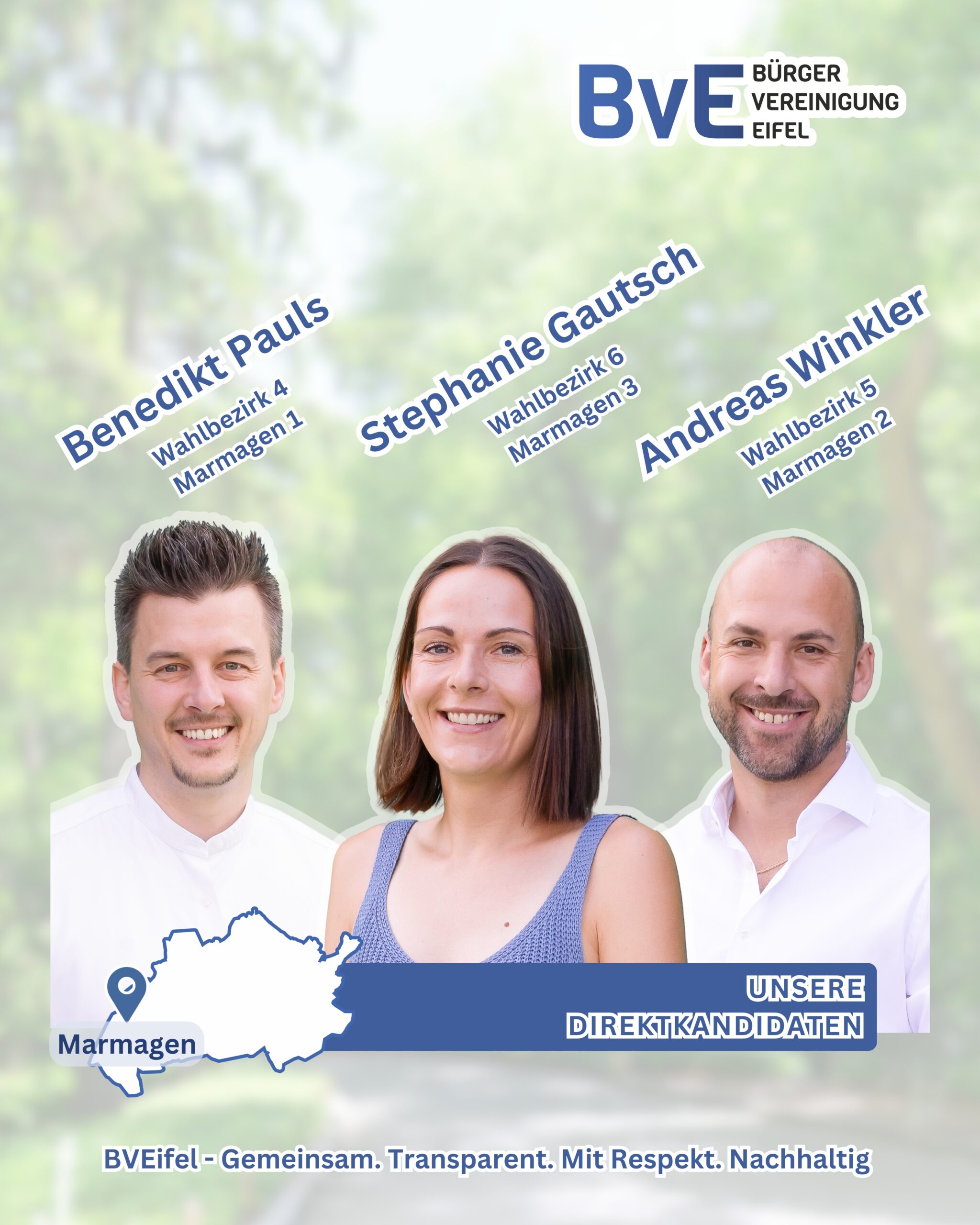 Direktkandidaten Marmagen – Stephanie Gautsch, Andreas Winkler und Benedikt Pauls