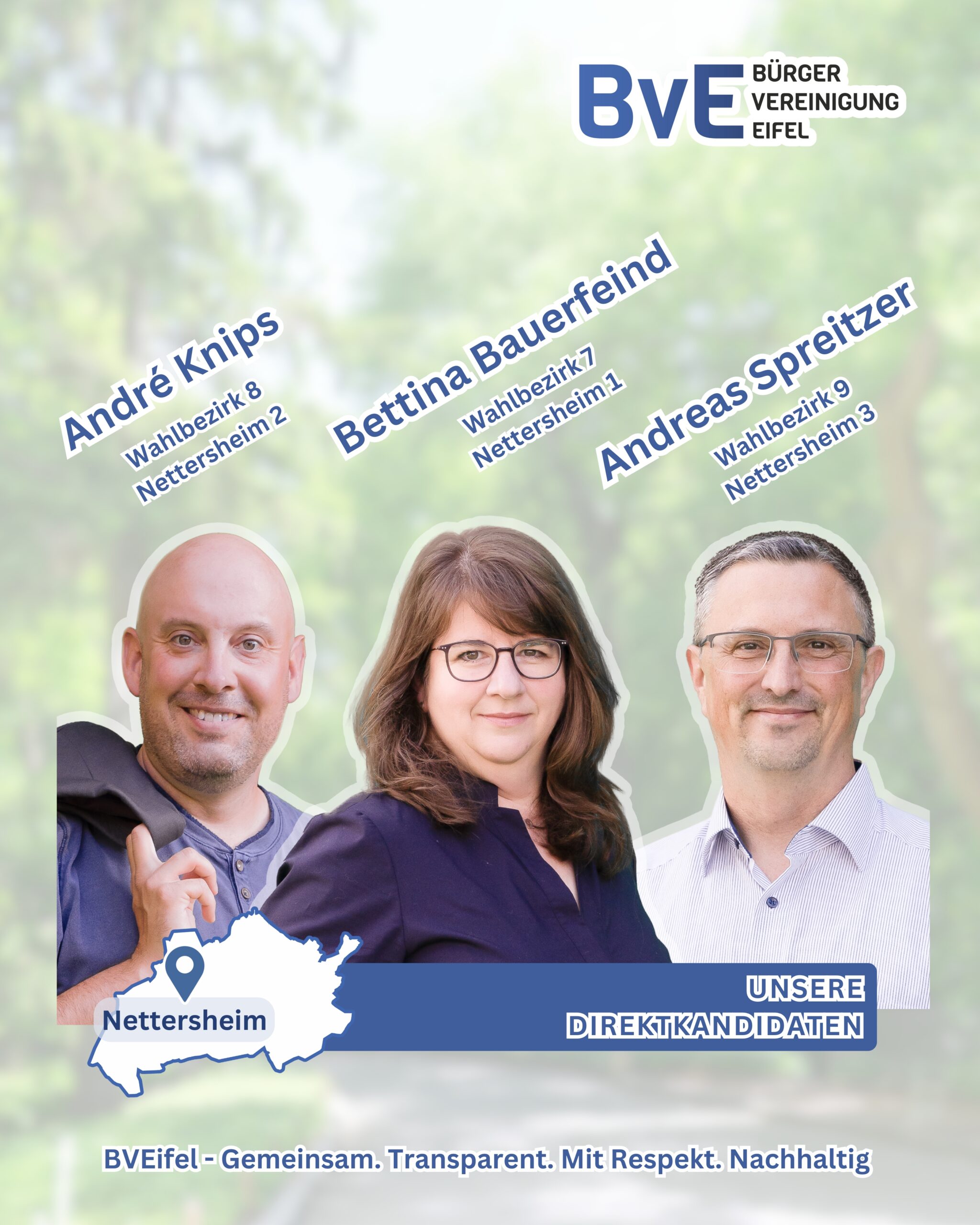 Direktkandidaten Nettersheim – Bettina Bauerfeind, André Knips und Andreas Spreitzer